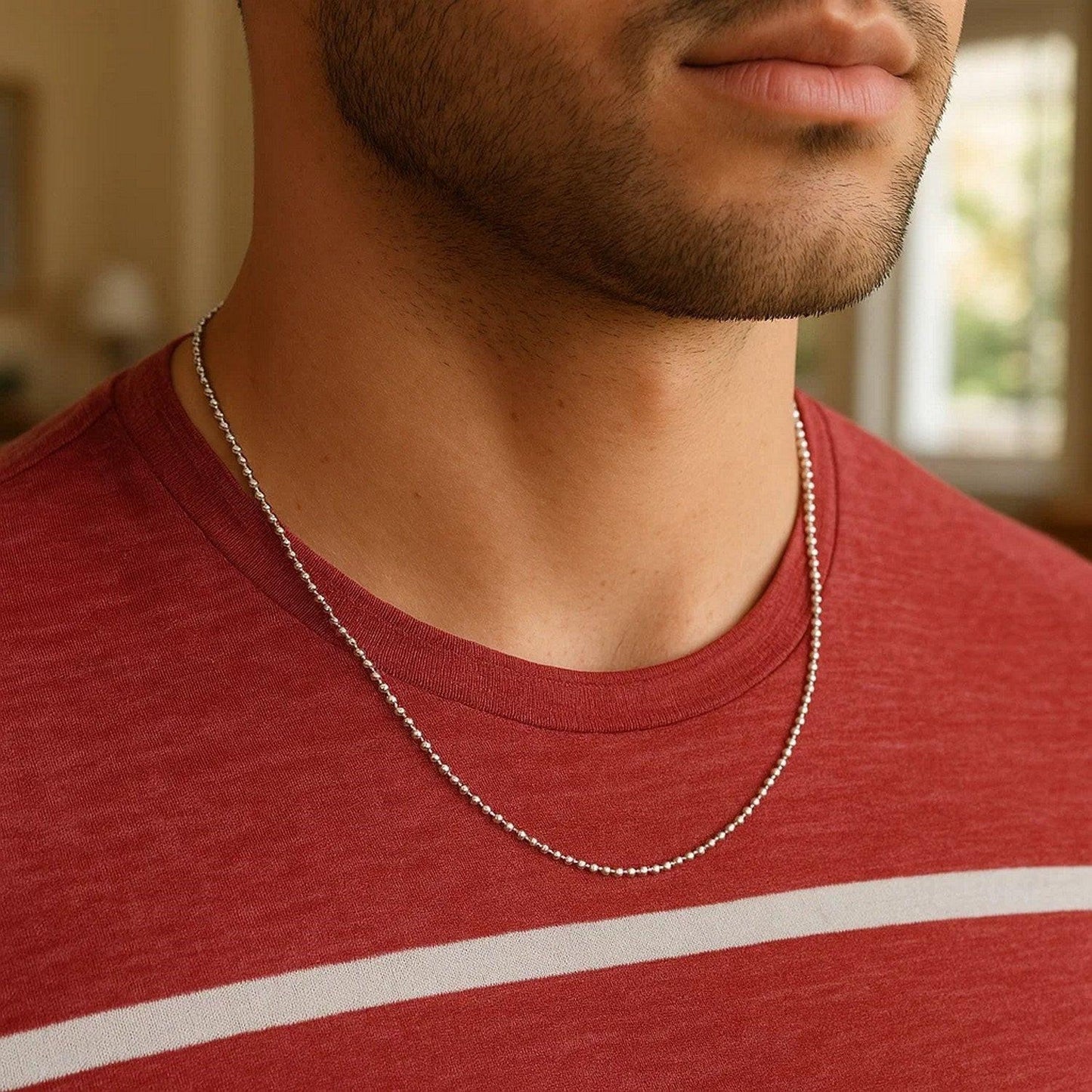 14k White Gold Diamond-Cut Bead Chain (1.10 mm)