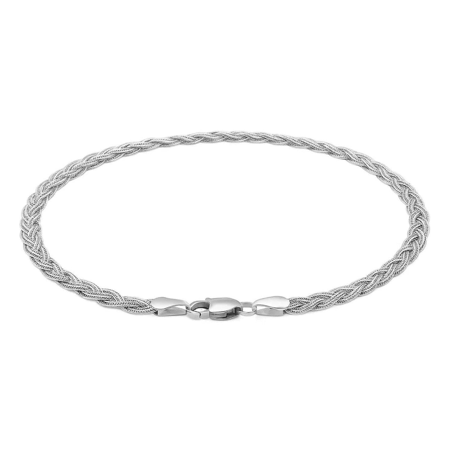 14k White Gold Braided Bracelet  (3.50 mm)