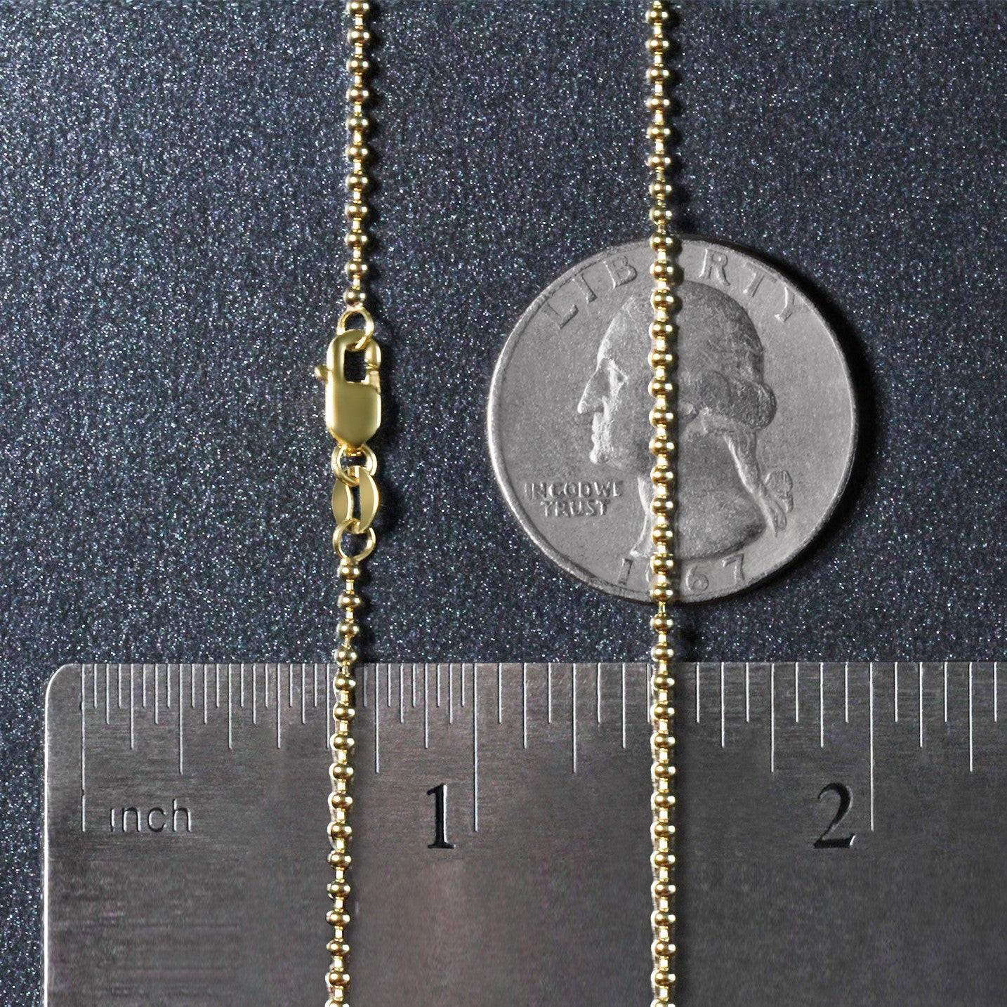 18k Yellow Gold Bead Chain 1.5mm (1.50 mm)