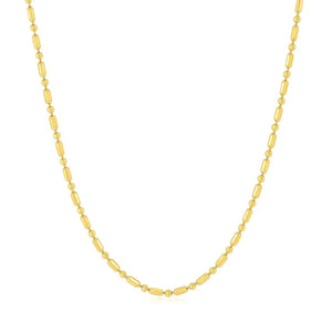 14k Yellow Gold Diamond-Cut Alternating Bead Chain (1.30 mm)