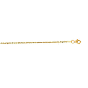 14k Yellow Gold Diamond Cut Rope Anklet 1.5mm