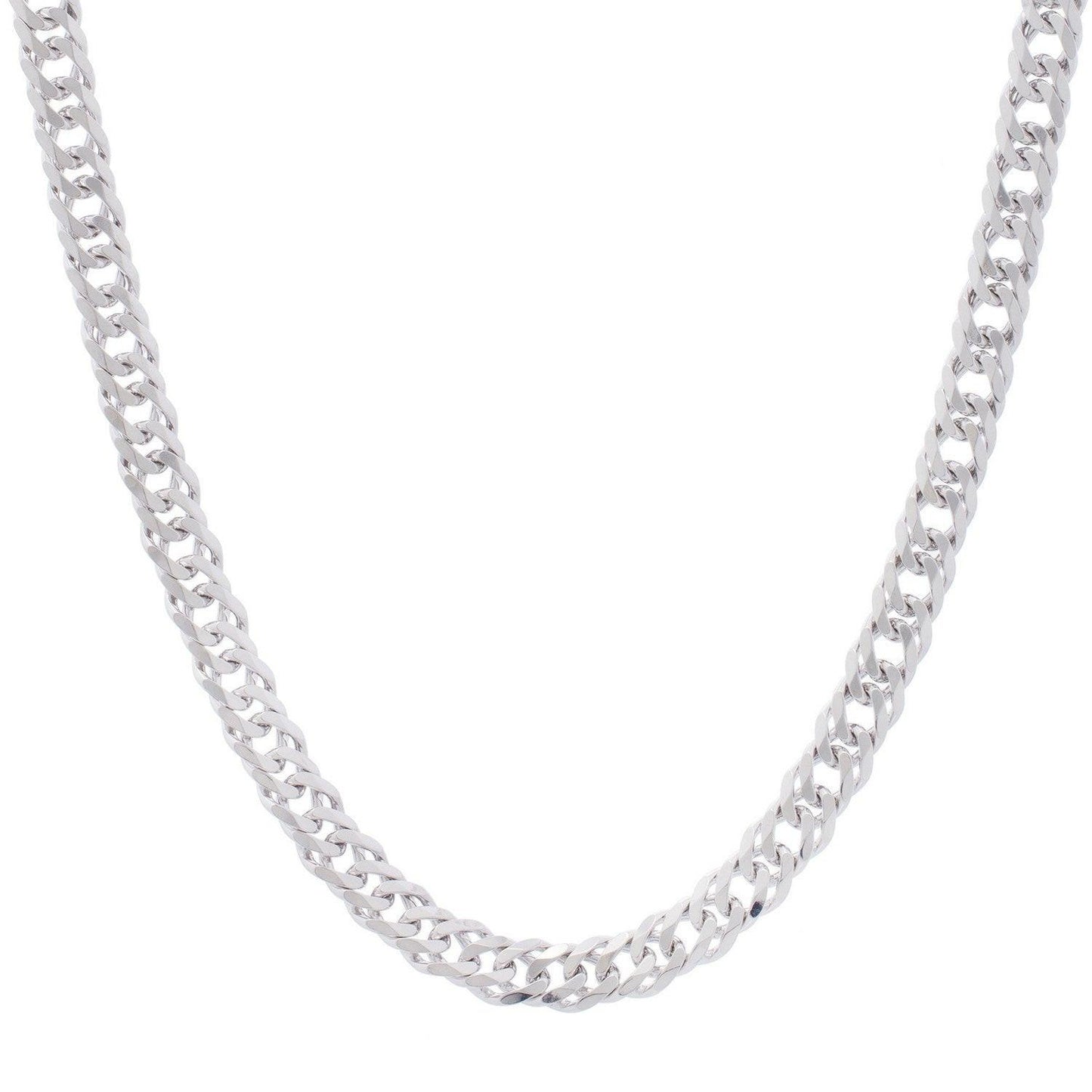 Sterling Silver Rhodium Plated Flat Miami Cuban Chain (7.80 mm)