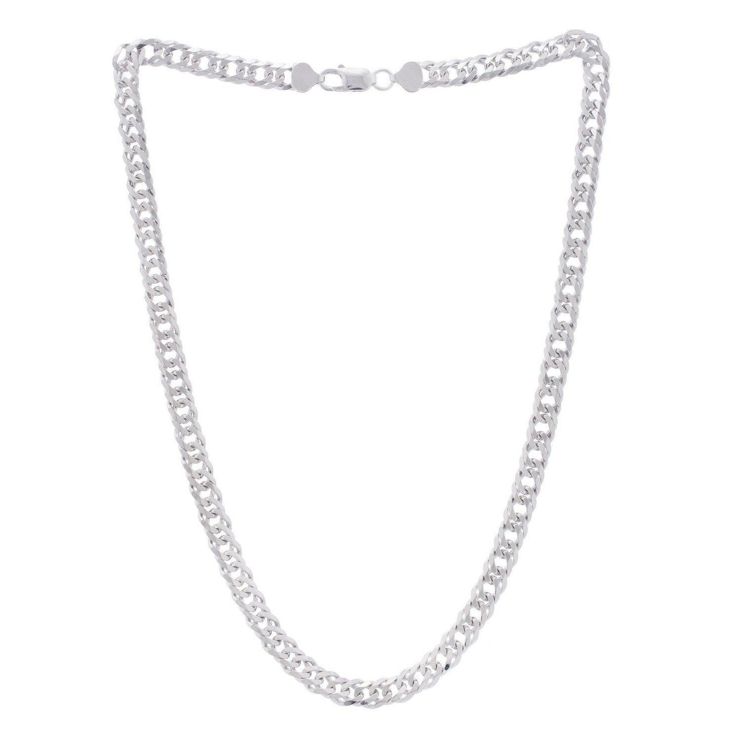 Sterling Silver Rhodium Plated Flat Miami Cuban Chain (7.80 mm)