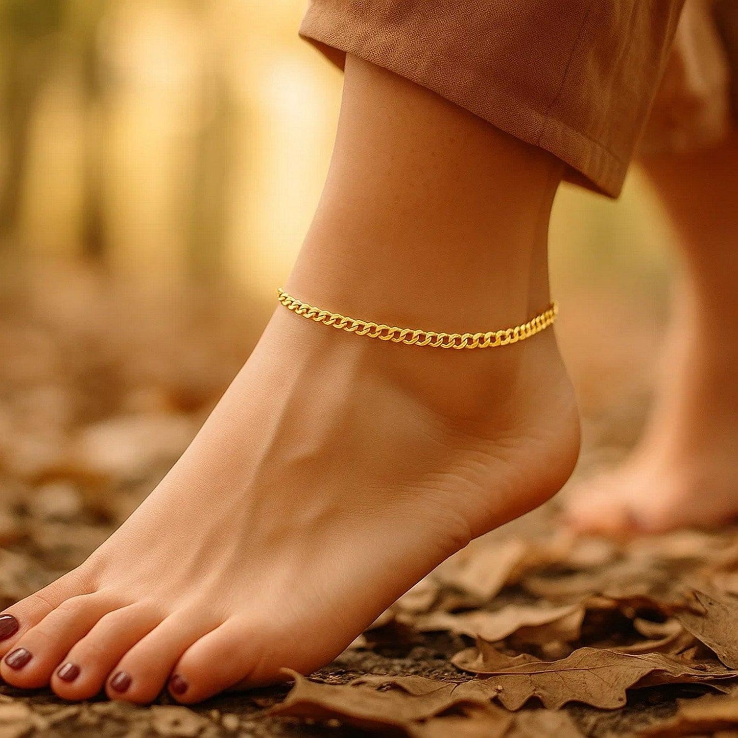 2.5mm 14k Yellow Gold Curb Link Anklet