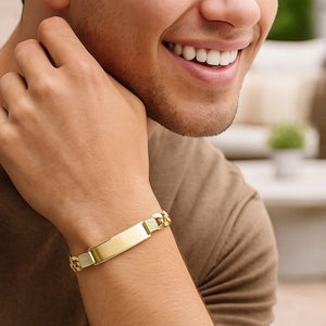 14k Yellow Gold 8 1/2 inch Mens Wide Curb Chain ID Bracelet (10.00 mm)