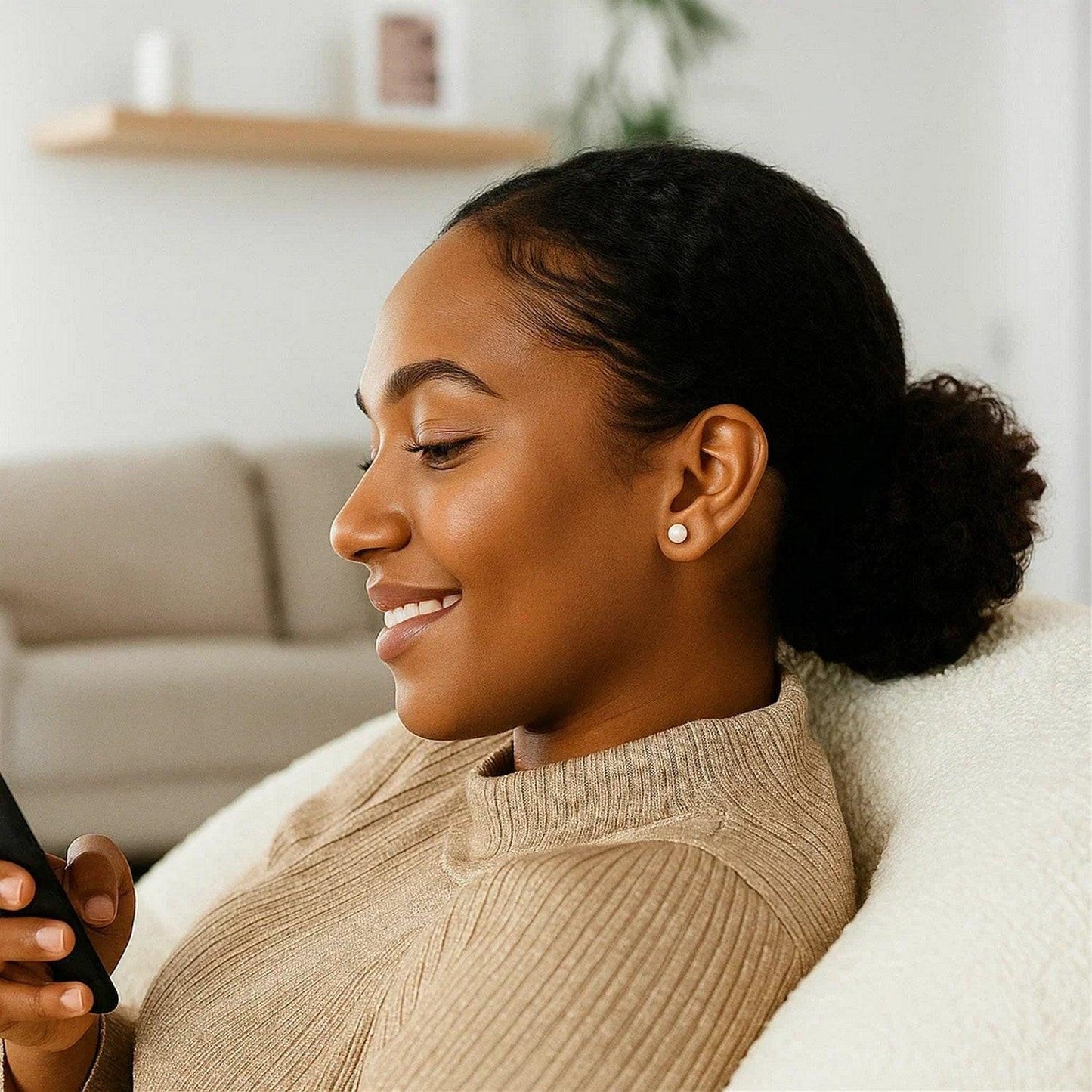 14k Yellow Gold Freshwater Cultured White Pearl Stud Earrings (6mm)