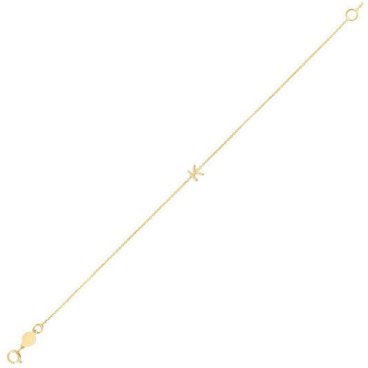 14K Yellow Gold Mini Initial K Bracelet