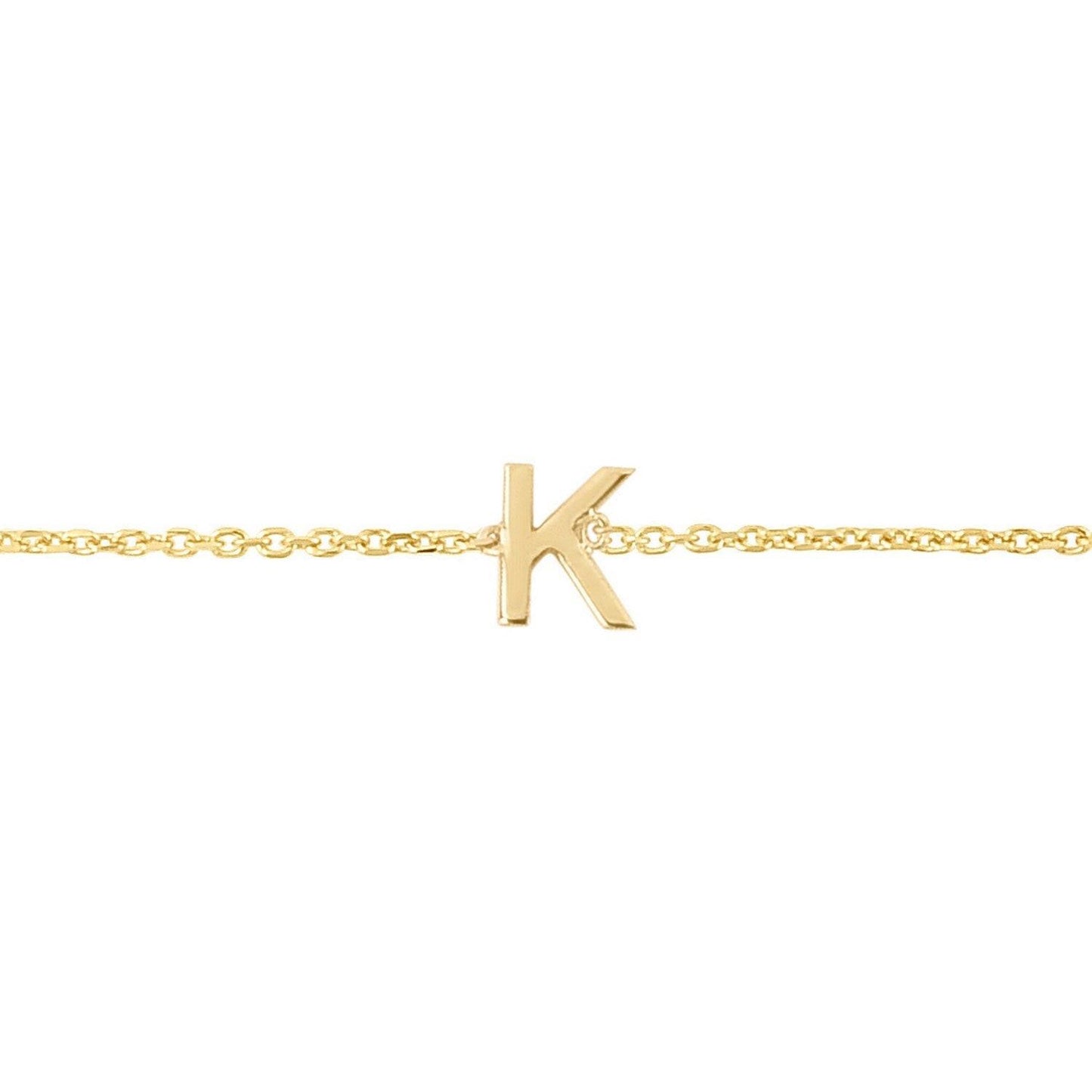14K Yellow Gold Mini Initial K Bracelet