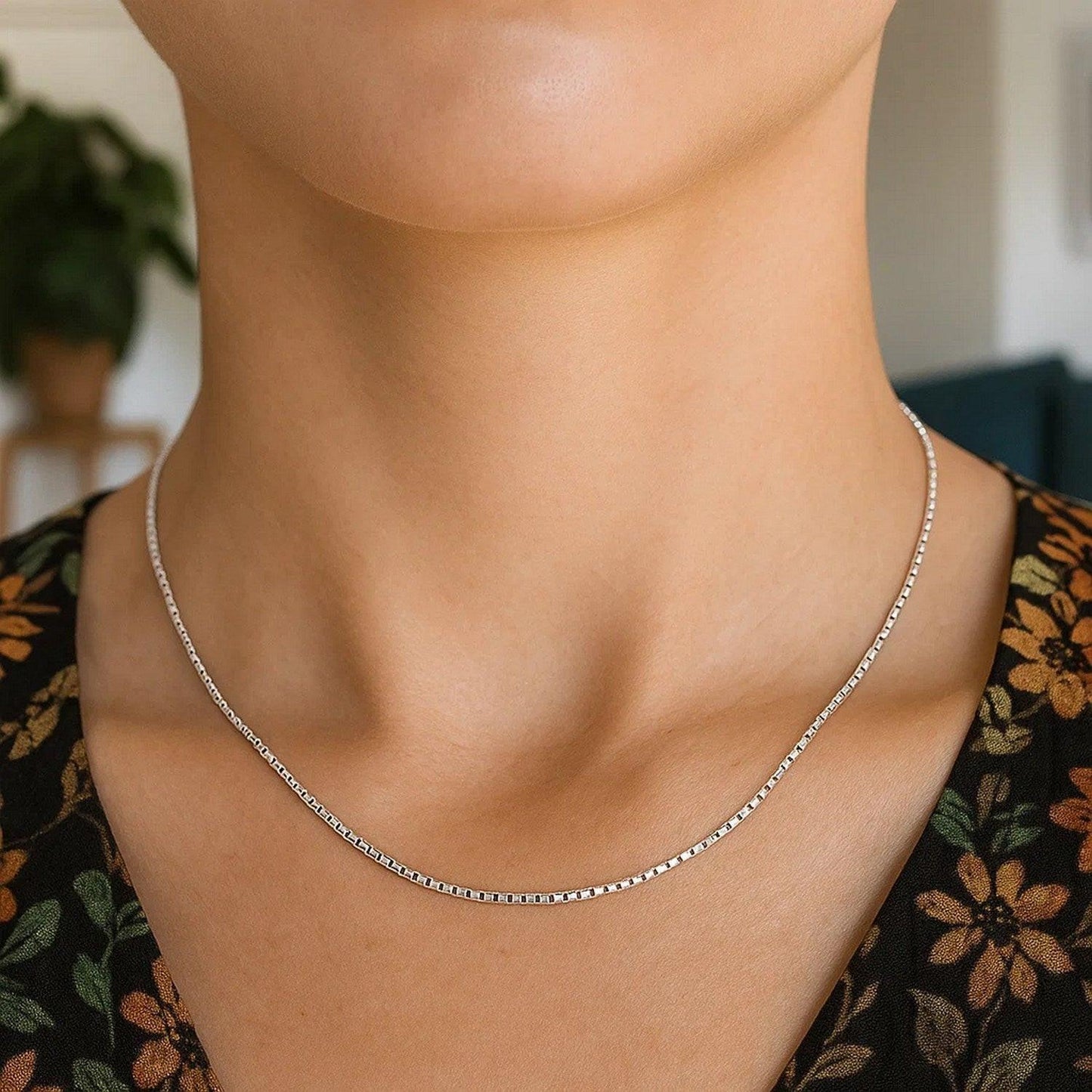 14k White Gold Classic Box Chain (0.60 mm)