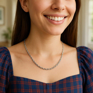 Sterling Silver Rhodium Plated Cable Chain (2.20 mm)