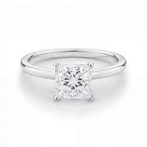 1 Carat Princess Lab Grown IGI G/VS1 Diamond Solitaire Ring in 14K White Gold