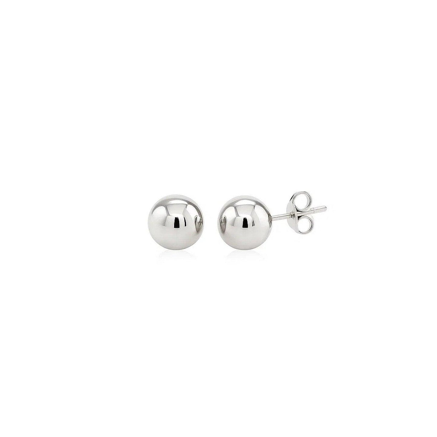 14k White Gold Classic Round Stud Earrings (6mm)
