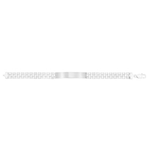 Sterling Silver Rhodium Plated Railroad Chain ID Bracelet