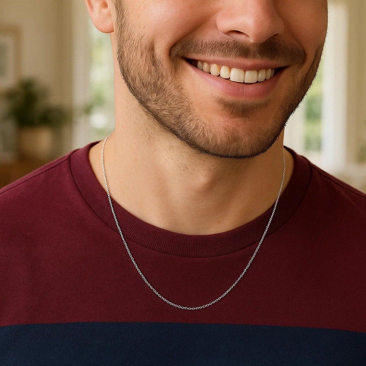 Sterling Silver Rhodium Plated Cable Chain (0.60 mm)