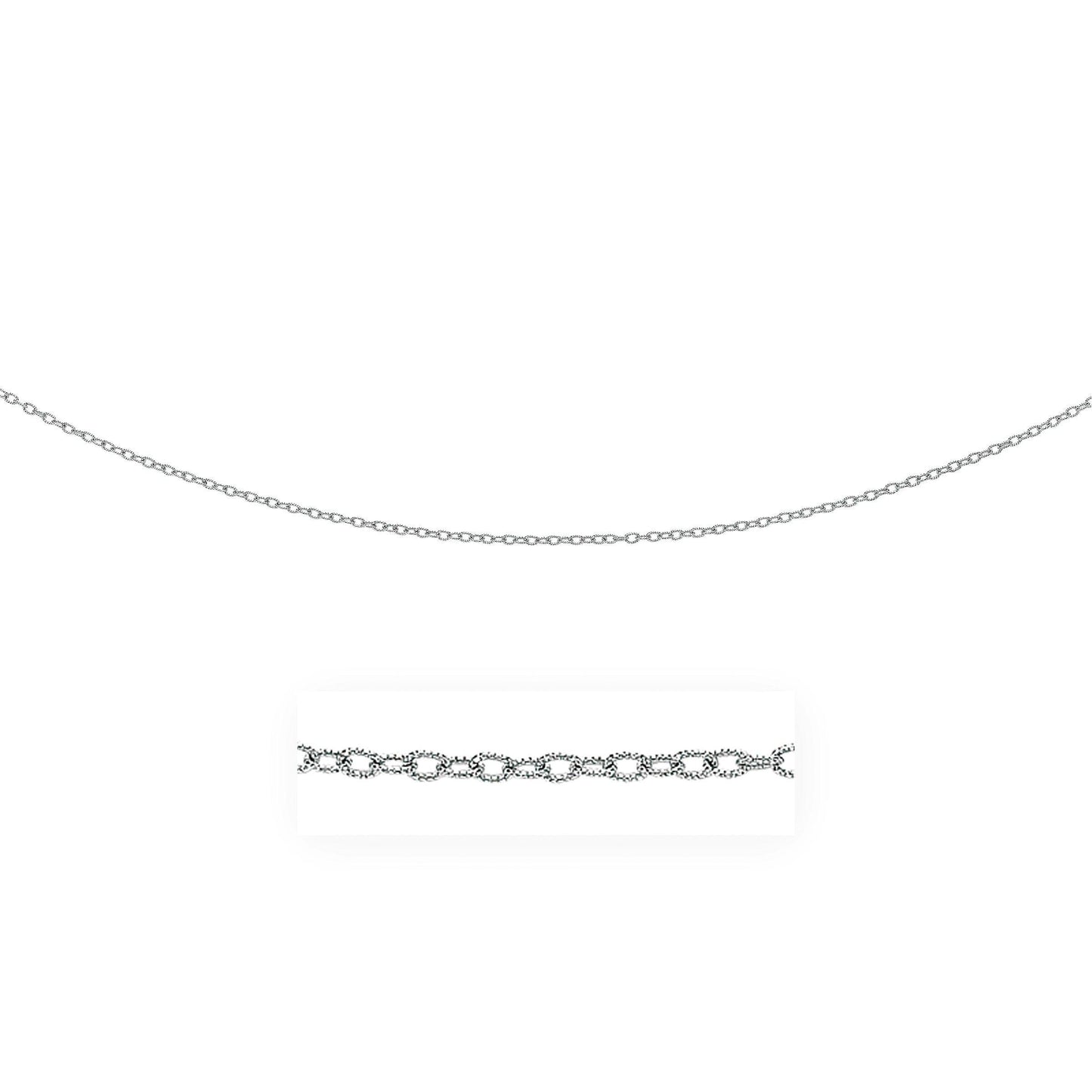 14k White Gold Pendant Chain with Textured Links (2.30 mm)