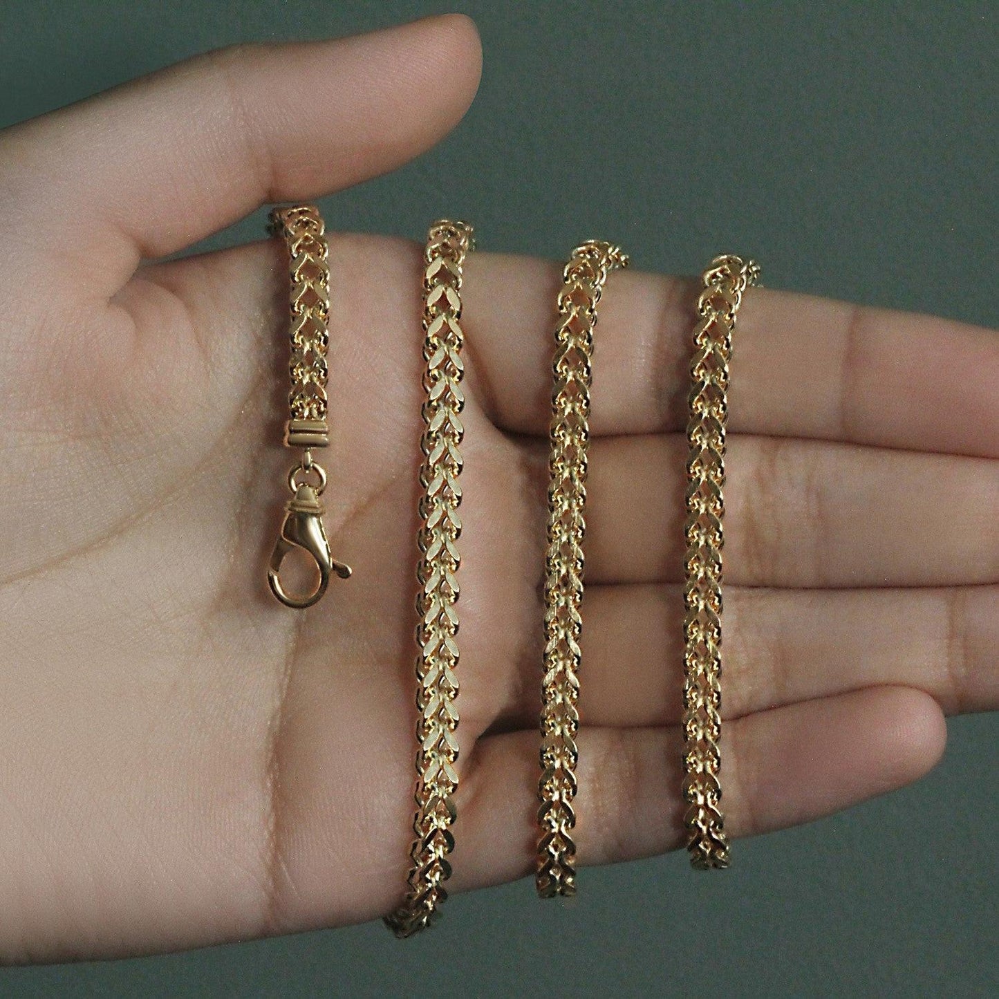 14k Yellow Gold Square Franco Chain (4.40 mm)