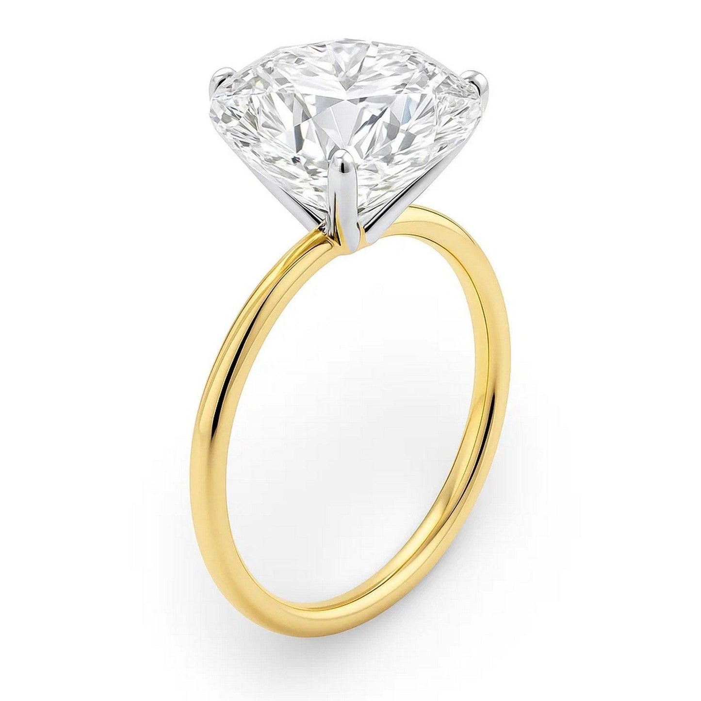 5 Carat Round Lab Grown IGI G/VS1 Diamond Solitaire Ring in 10K Yellow Gold