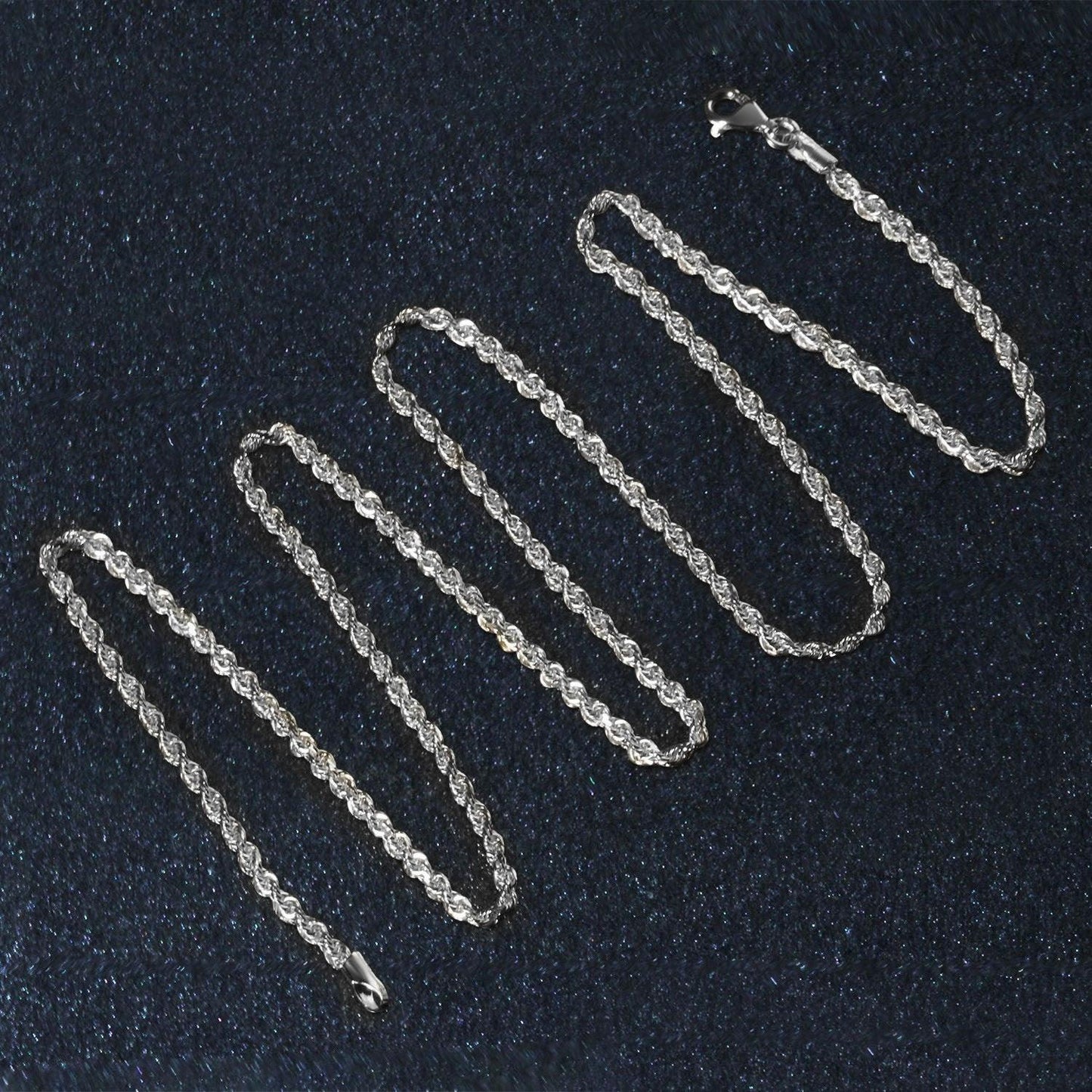 14k White Gold Solid Diamond Cut Rope Chain (2.00 mm)