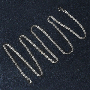 14k White Gold Solid Diamond Cut Rope Chain (2.00 mm)
