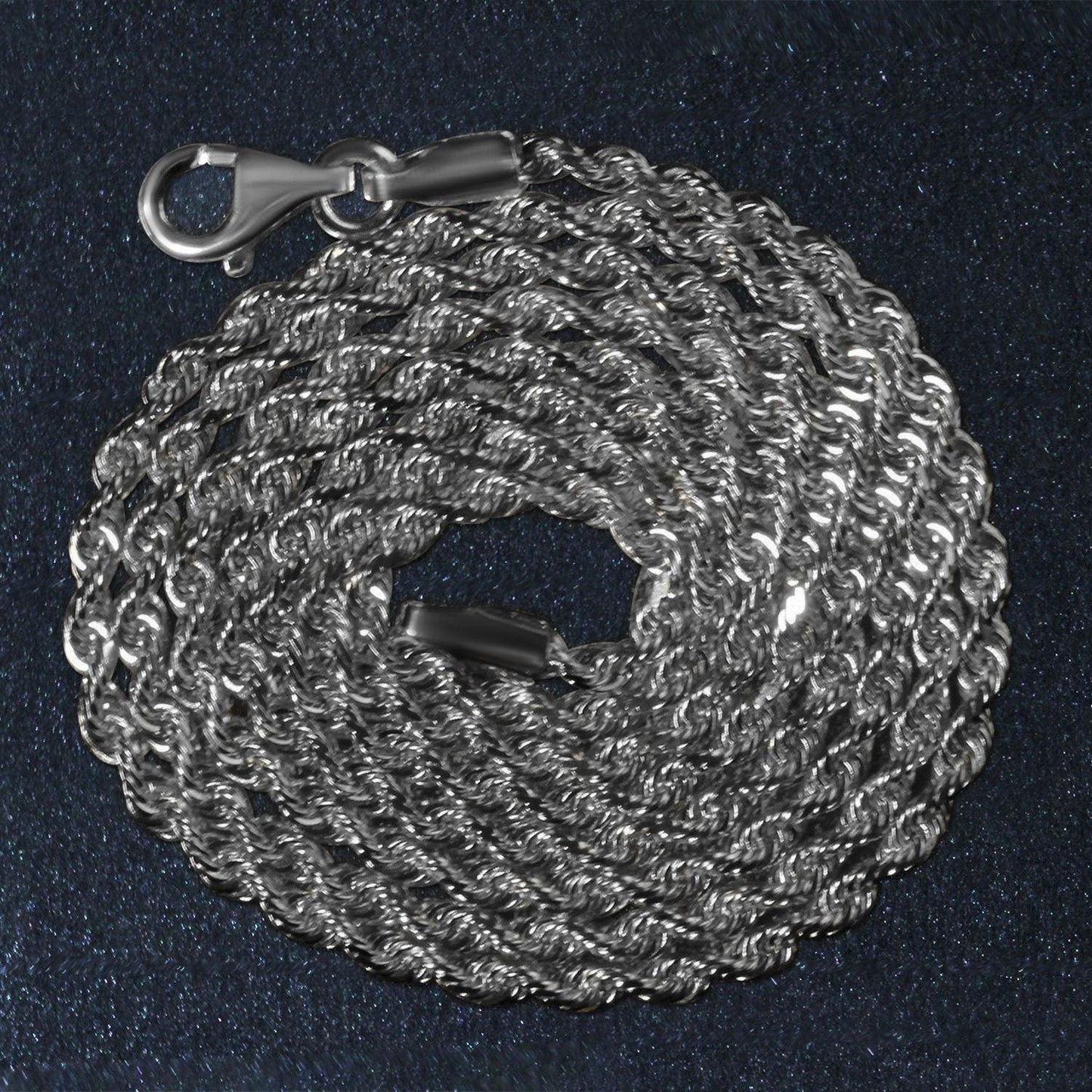 14k White Gold Solid Diamond Cut Rope Chain (2.00 mm)