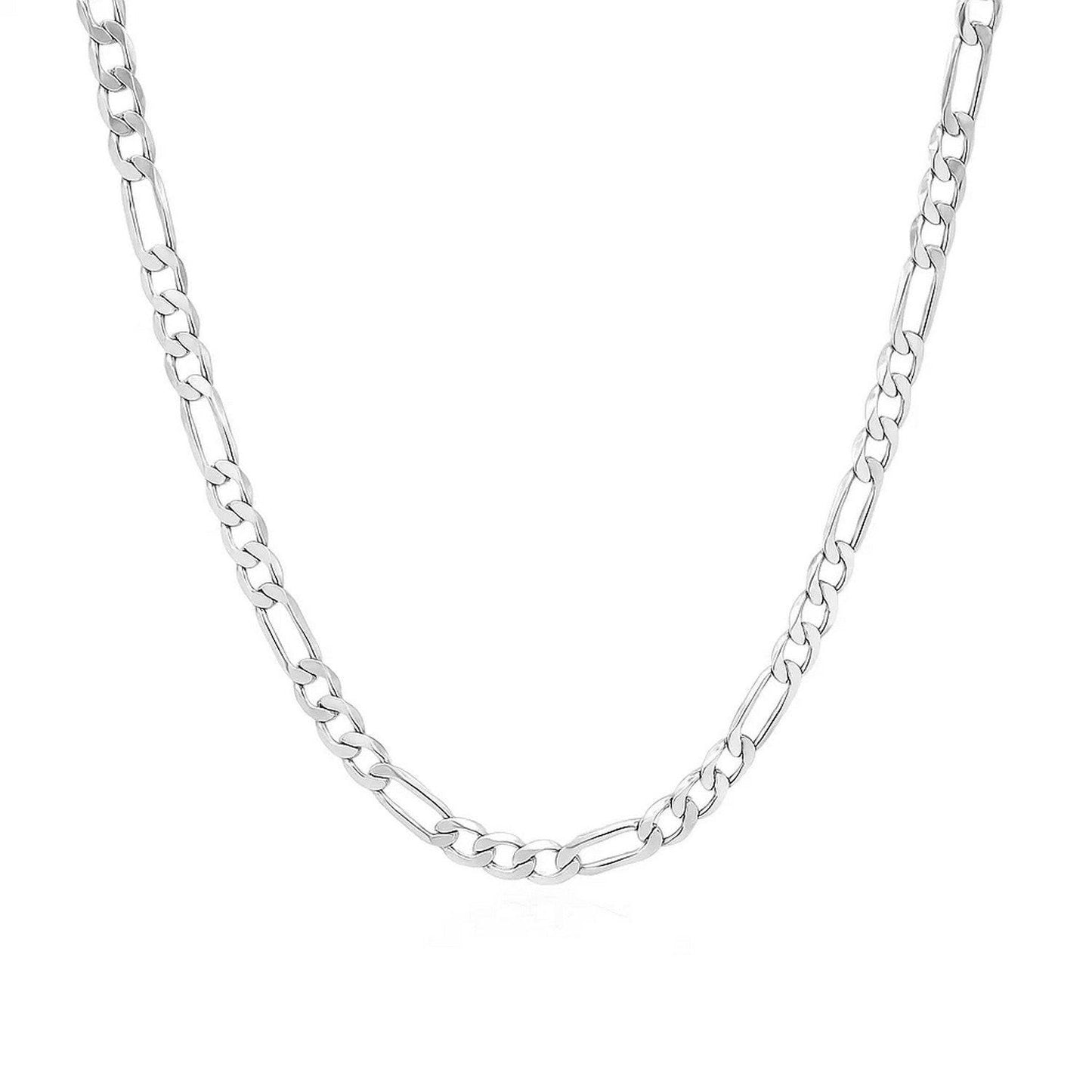 14k White Gold Solid Figaro Chain (3.00 mm)
