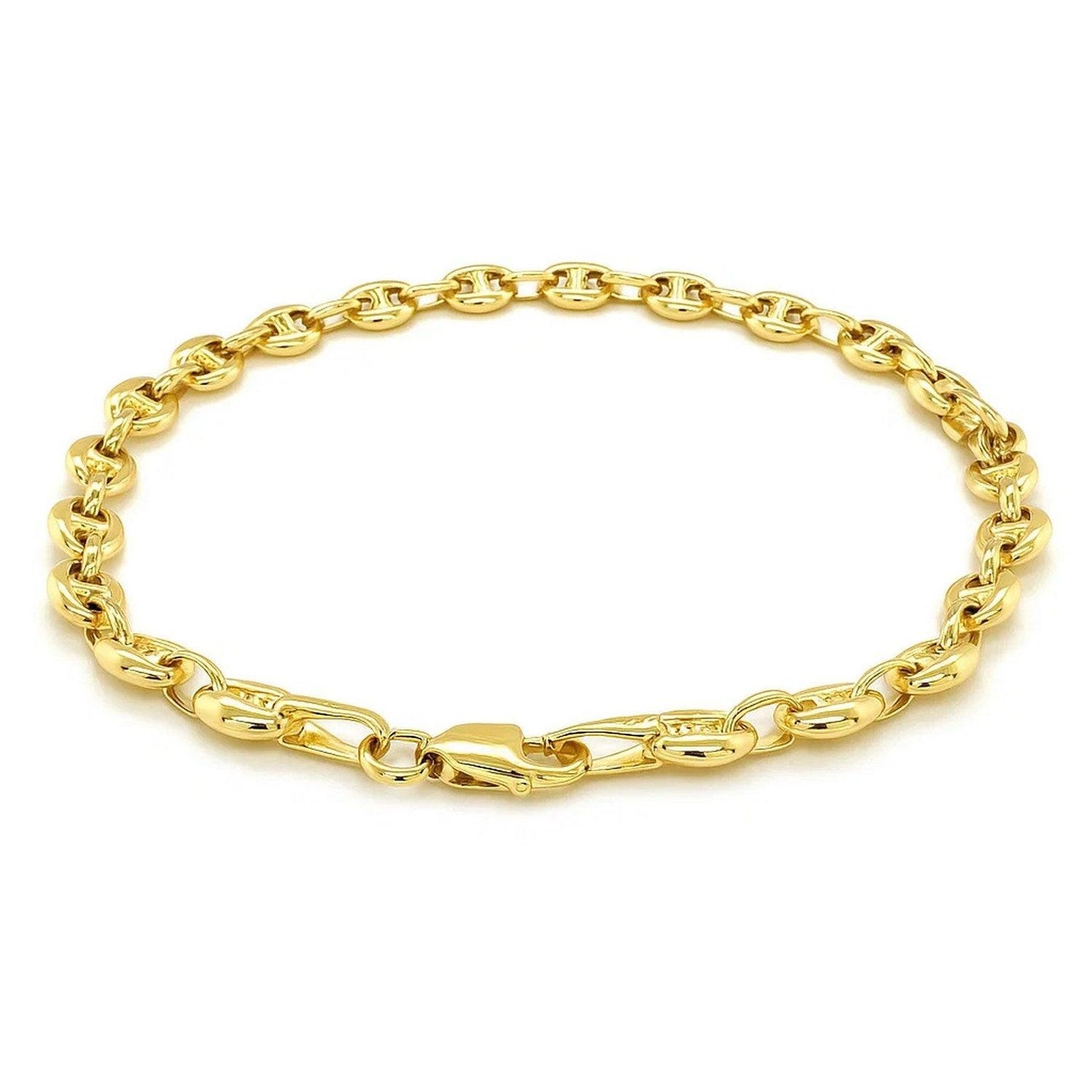 14k Yellow Gold Puffed Mariner Link Bracelet (4.70 mm)