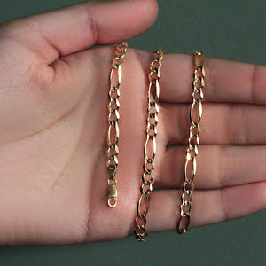 14k Yellow Gold Solid Figaro Chain (4.50 mm)