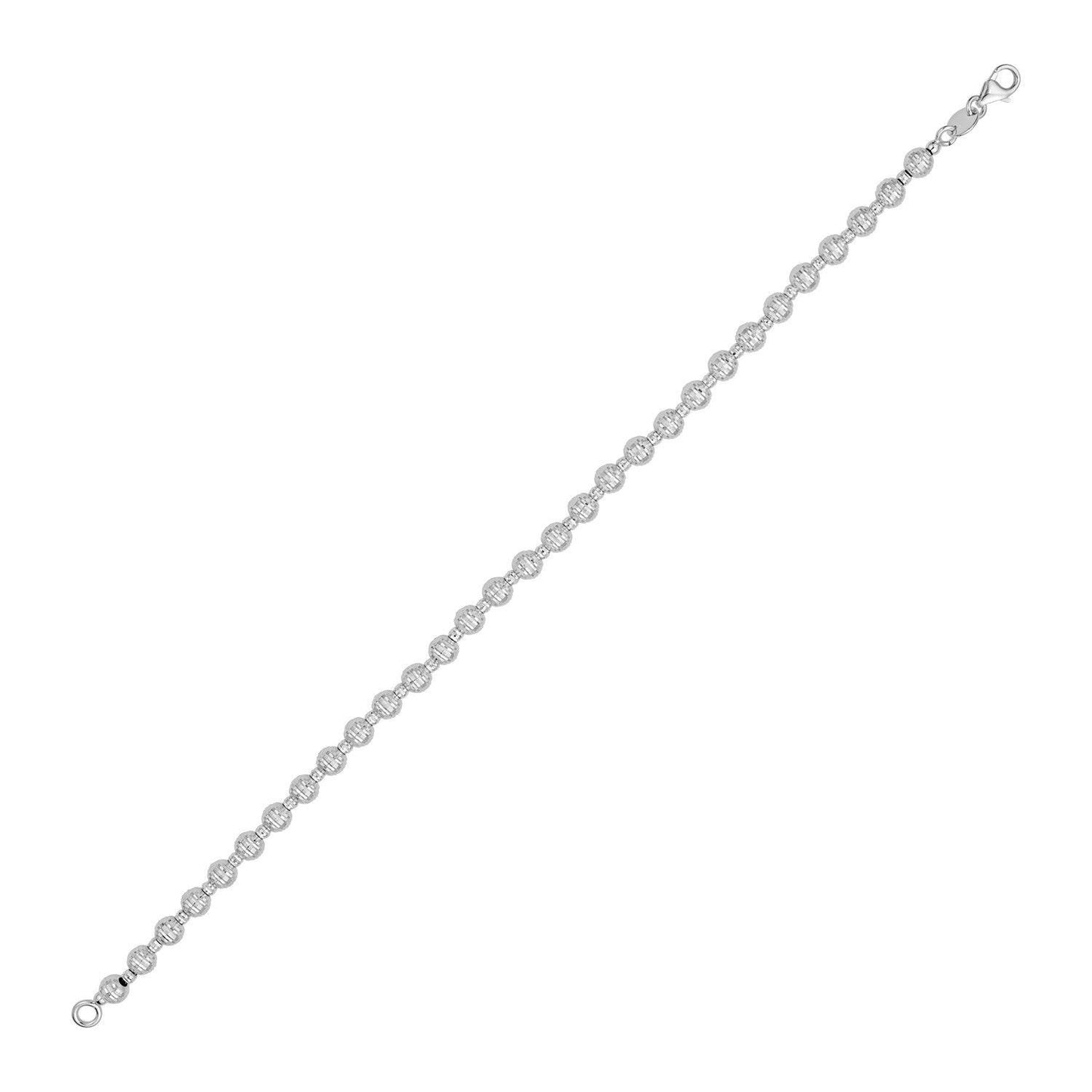 14K White Gold Disco Diamond Cut Bead Chain (4.00 mm)