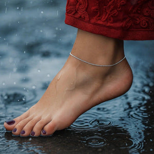 14k White Gold Sparkle Anklet 1.5mm