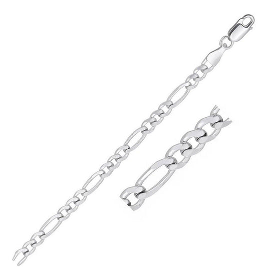 14k White Gold Solid Figaro Chain (6.00 mm)