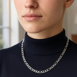 14k White Gold Solid Figaro Chain (6.00 mm)