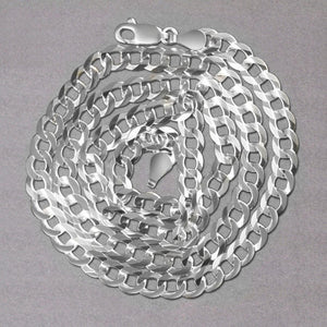 14k White Gold Solid Curb Chain (5.70 mm)
