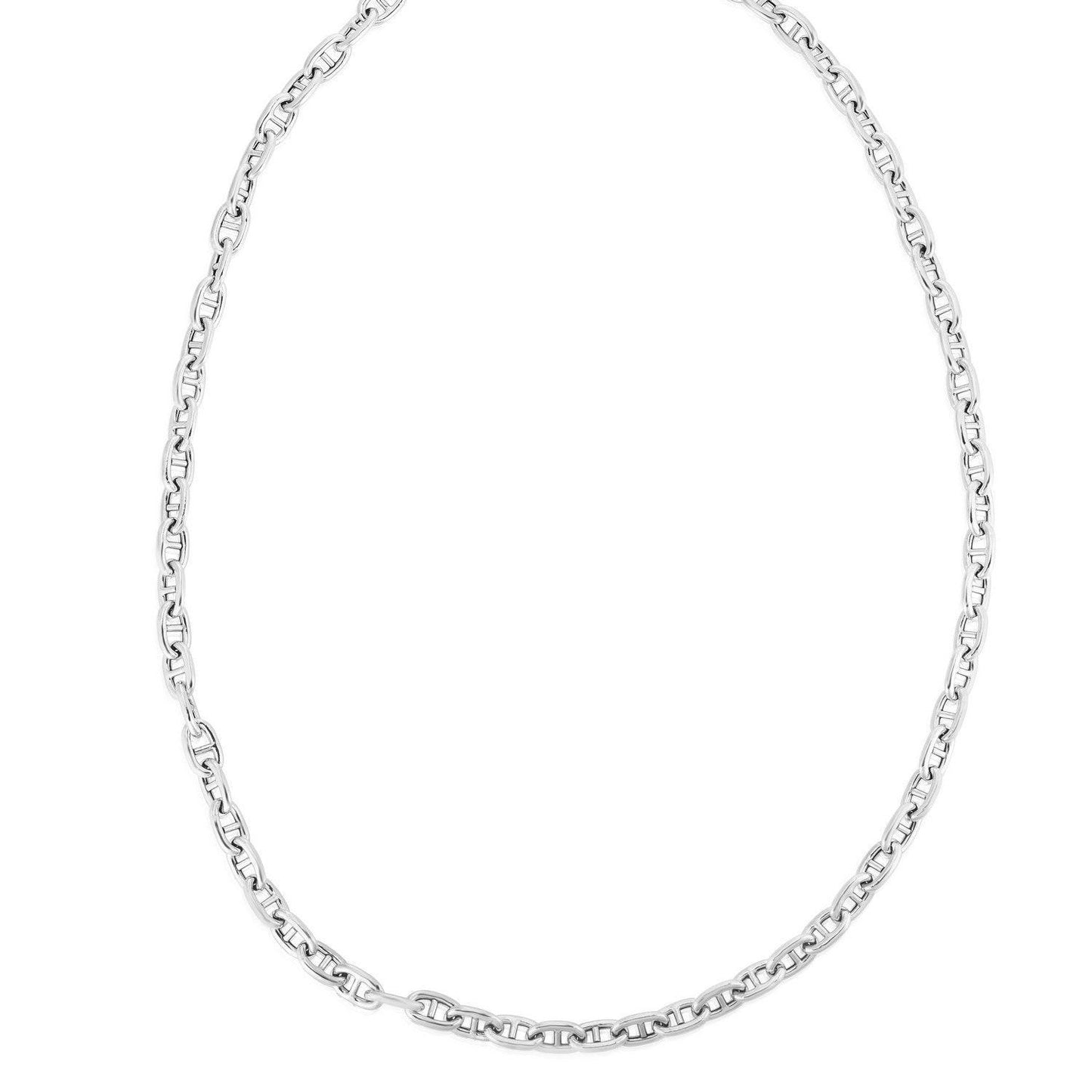 Sterling Silver Rhodium Plated Puffed Mariner Chain (5.90 mm)