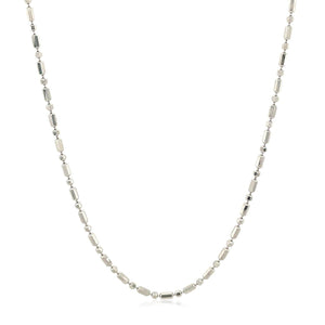14k White Gold Diamond-Cut Alternating Bead Chain (1.30 mm)