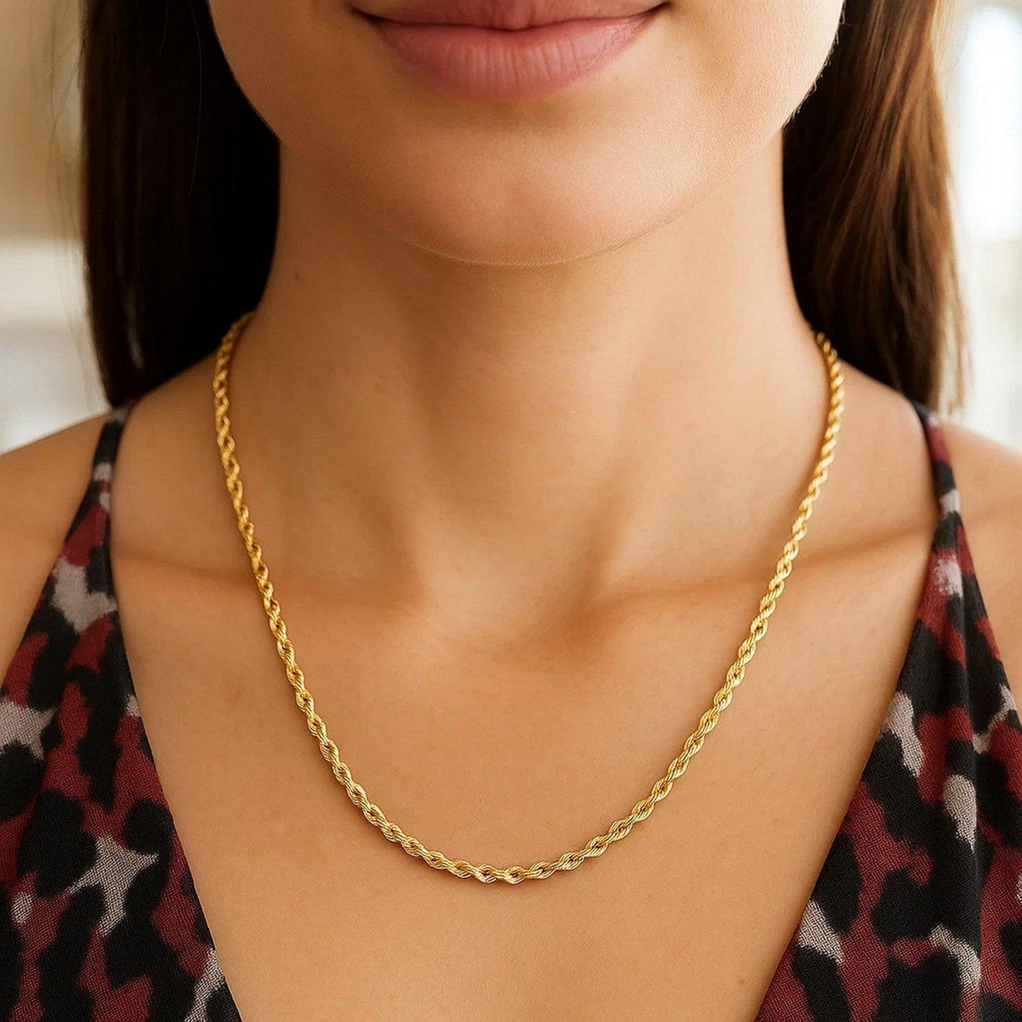 14k Yellow Gold Solid Diamond Cut Rope Chain (3.00 mm)