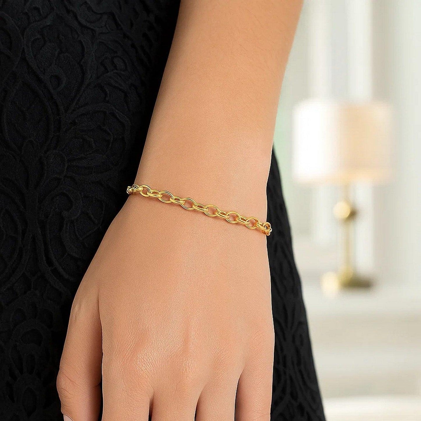 14k Yellow Gold Oval Rolo Bracelet  (3.20 mm)