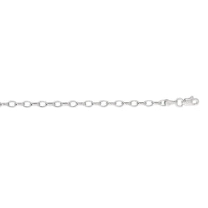 3.2mm 14k White Gold Oval Rolo Chain (3.20 mm)