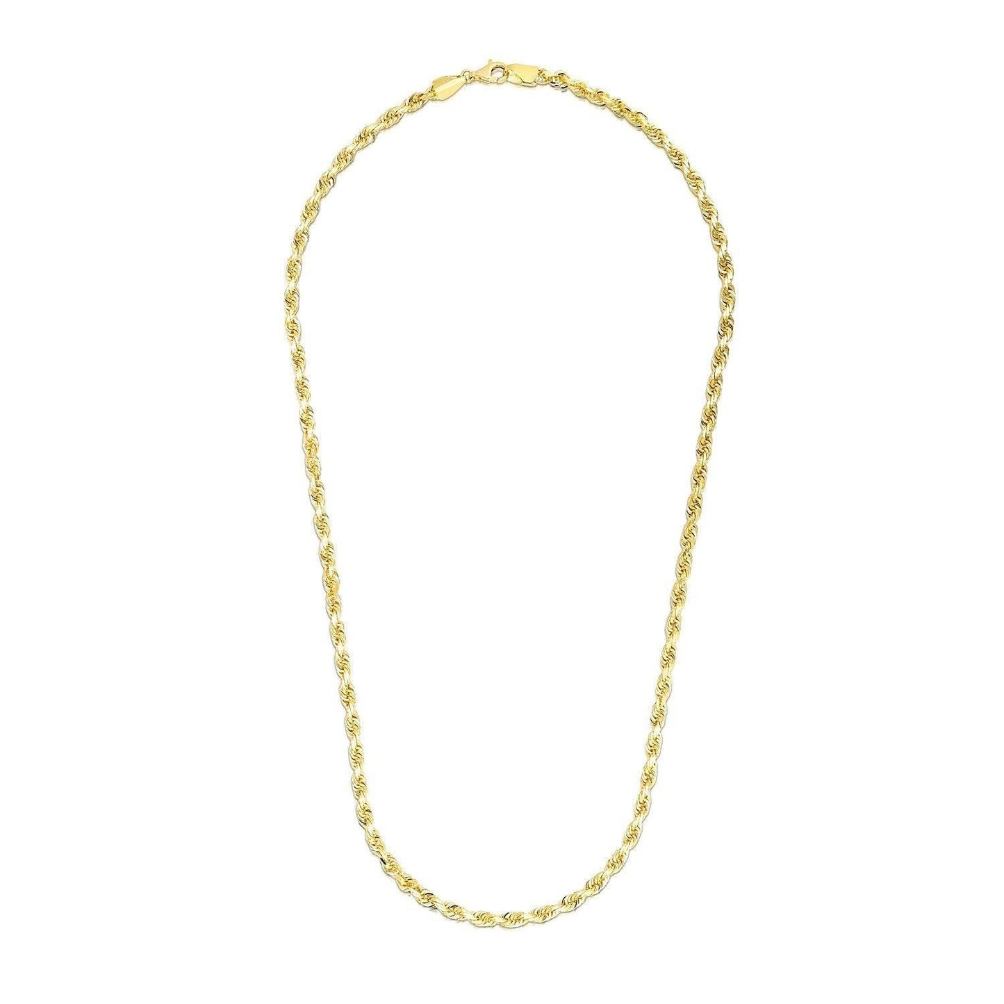 14k Yellow Gold Solid Diamond Cut Rope Chain (4.00 mm)