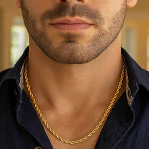 14k Yellow Gold Solid Diamond Cut Rope Chain (4.00 mm)