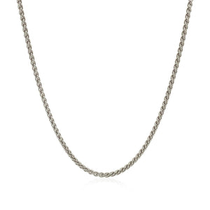 Sterling Silver Rhodium Plated Wheat Chain (1.30 mm)