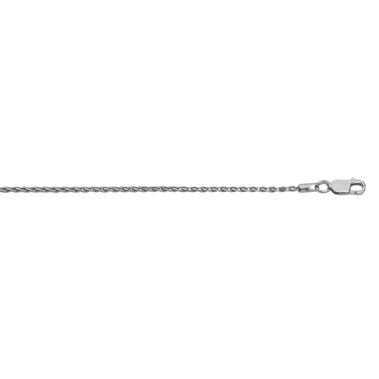 Sterling Silver Rhodium Plated Wheat Chain (1.30 mm)