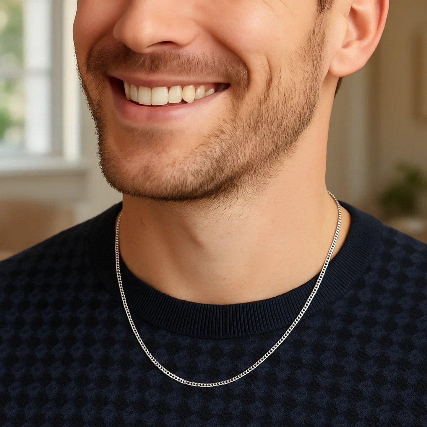 14k White Gold Gourmette Chain 1.0mm (1.00 mm)