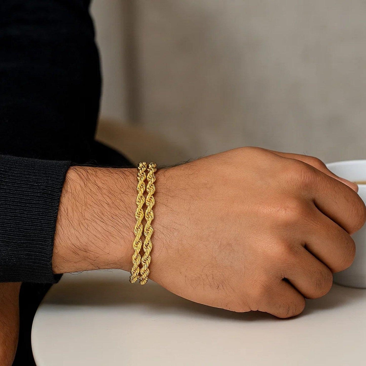 14k Yellow Gold Dual Row Rope Bracelet  (4.80 mm)