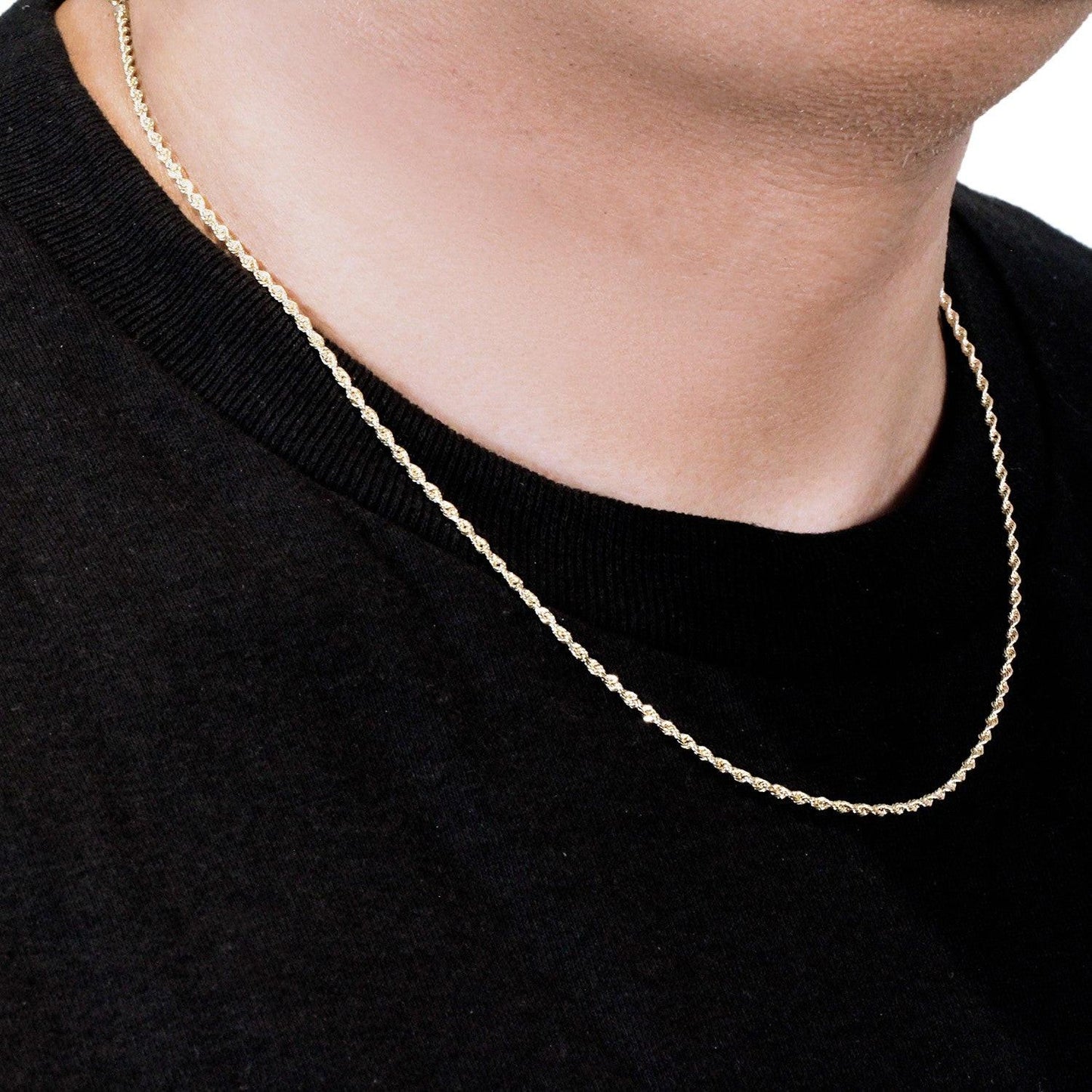 10k Yellow Gold Solid Diamond Cut Rope Chain (2.00 mm)