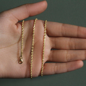 10k Yellow Gold Solid Diamond Cut Rope Chain (2.00 mm)