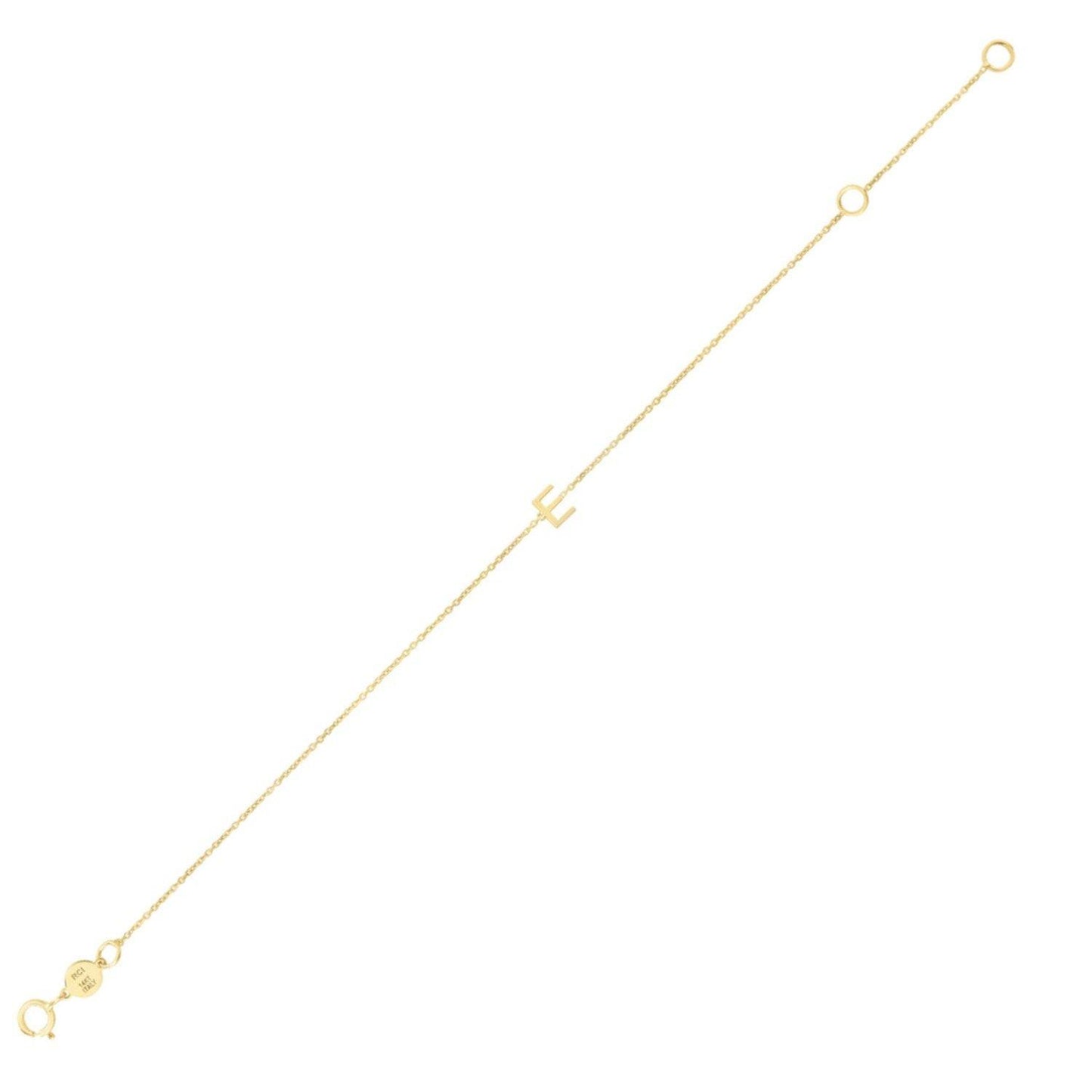 14K Yellow Gold Mini Initial E Bracelet