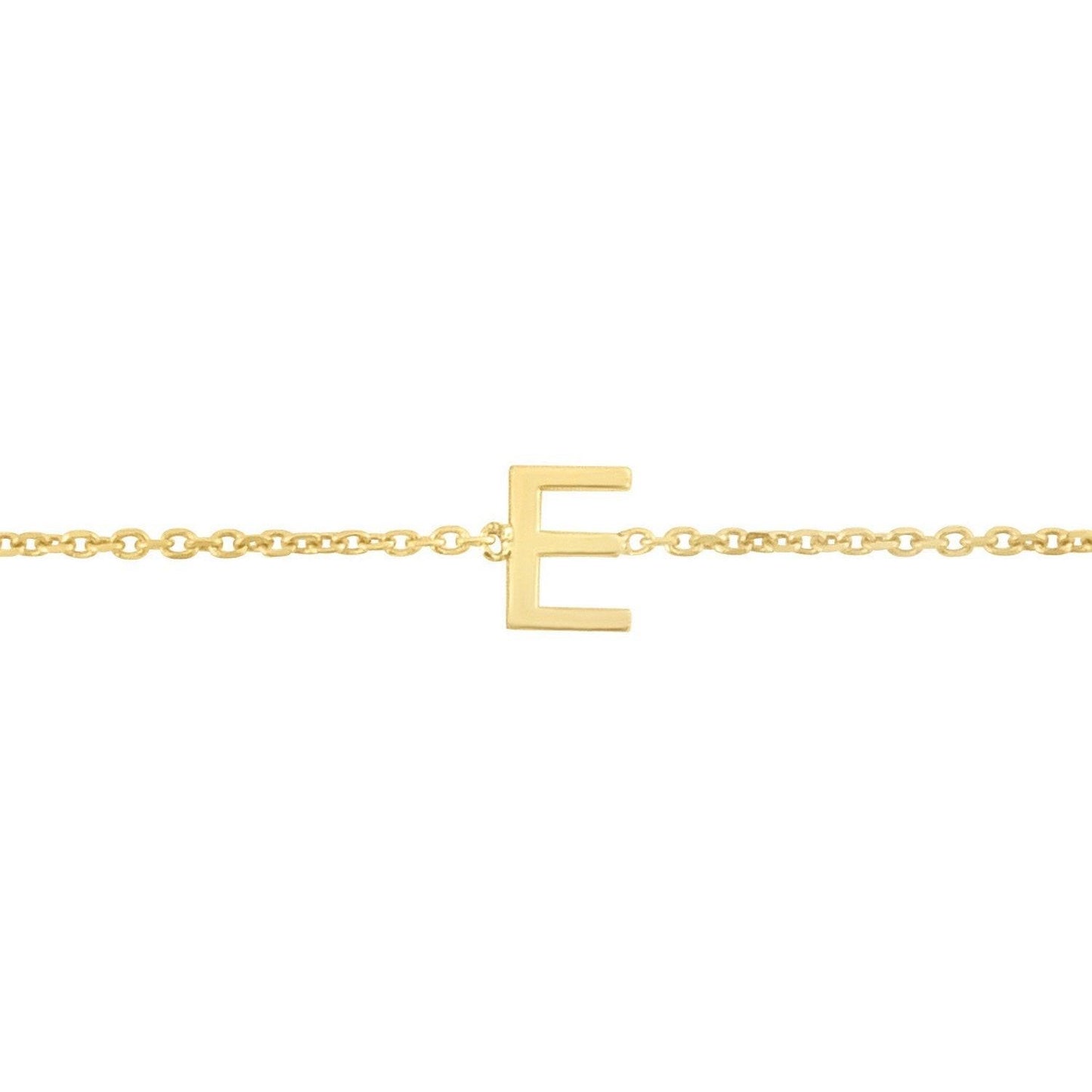 14K Yellow Gold Mini Initial E Bracelet