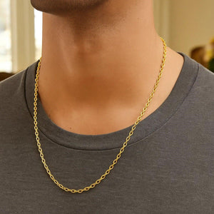 14k Yellow Gold Pendant Chain with Textured Links (2.50 mm)