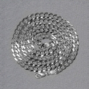 Rhodium Plated Sterling Silver Curb Style Chain (4.70 mm)