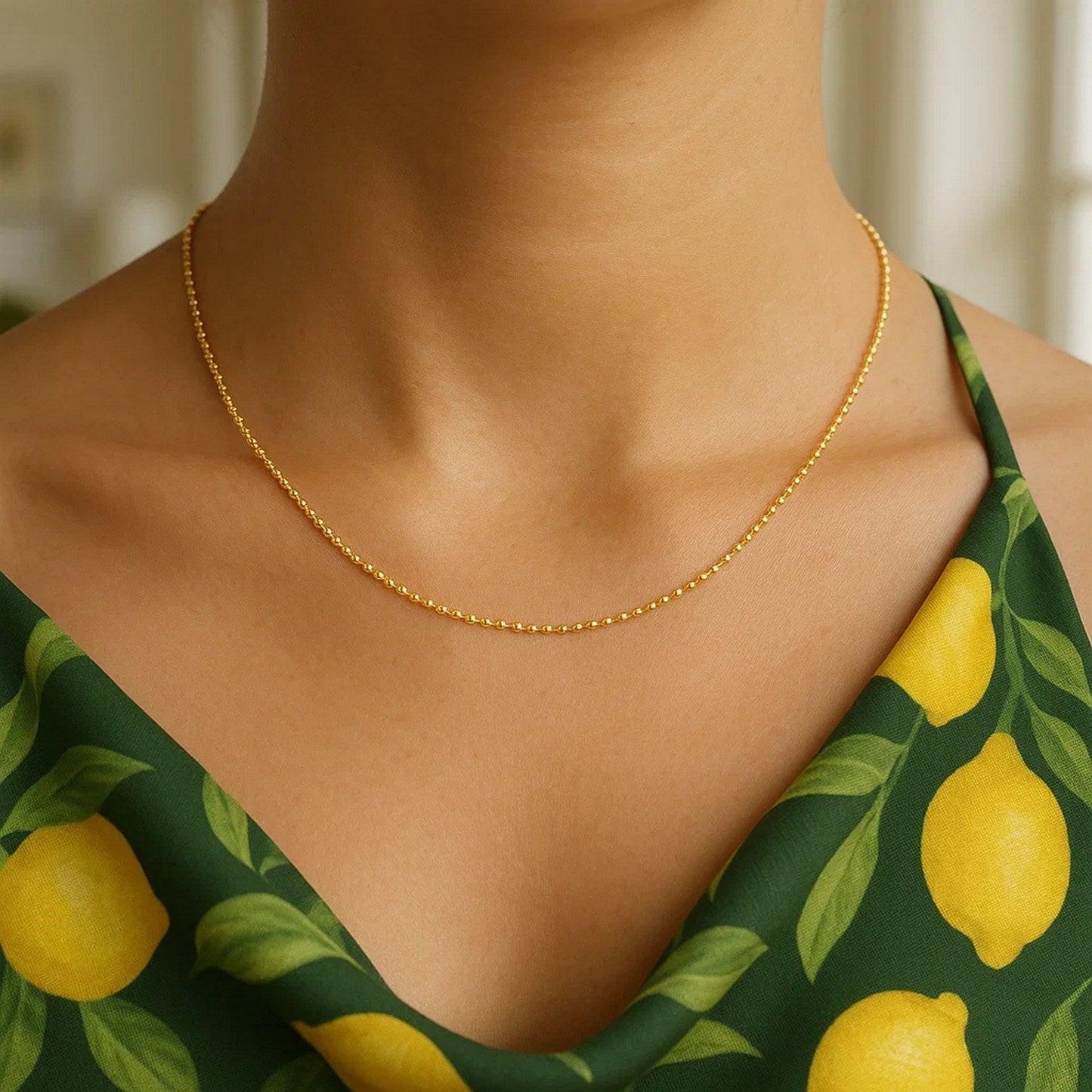 14k Yellow Gold Diamond-Cut Bead Chain (0.90 mm)